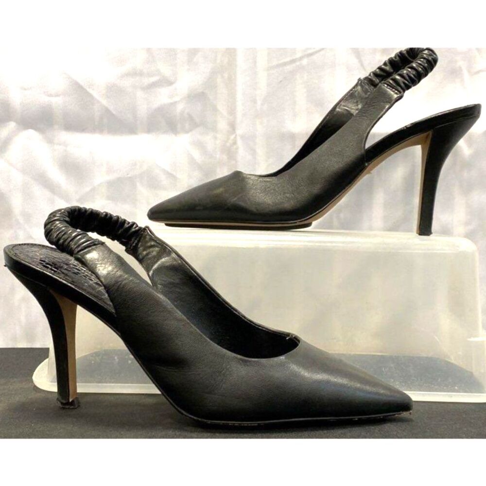 Vince Camuto Women's Black Leather Tolinnis Slingback Heels Size 10